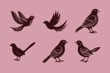 Red Avadavat bird, silhouette vector illustration