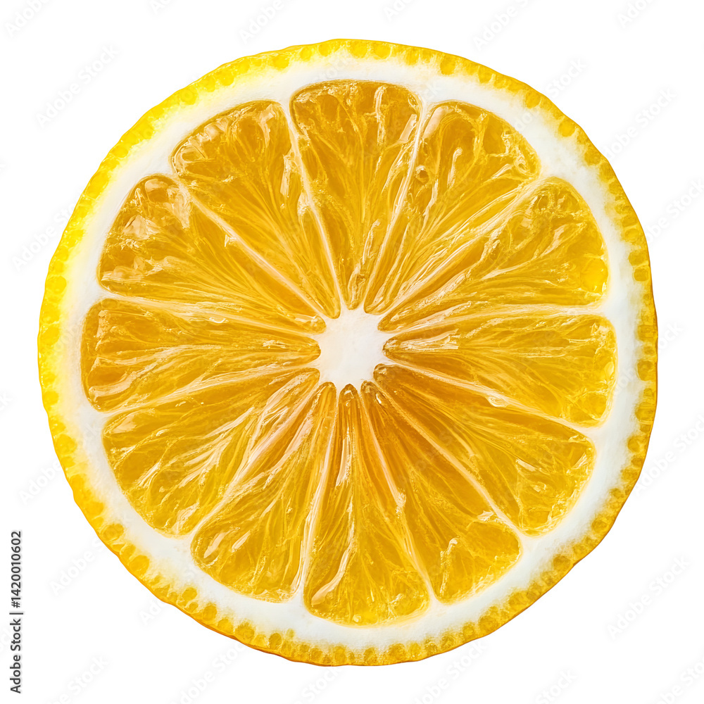 Poster lemon fruit slice isolated png. lemon slice top view on transparent background. png format. lemon sl
