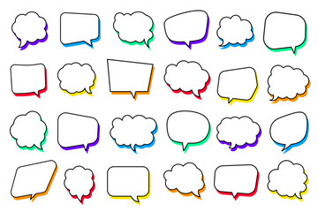 Fototapeta premium Set of Hand Drawn Speech Bubble Outlines – Comic Style Blank Chat Balloons Collection