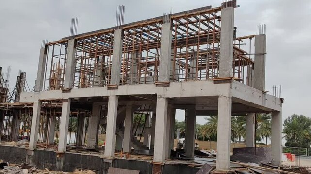 Under Construction House Or Villa's,villa's With Concreate Block Or Bricks.
Exterior View Of 02 Story Under Construction House With Modern Design.
In Complete Villa's, Home Or House full Structure