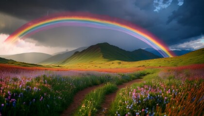 Obraz premium A serene landscape filled with life and color. 