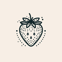 Stylized strawberry illustration with a minimalistic design on a light background