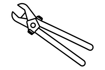 Bolt Cutter Line Art Vector Illustration