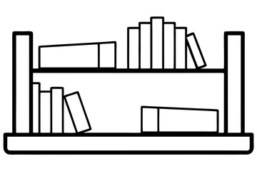 Bookshelf Line Art Vector Illustration