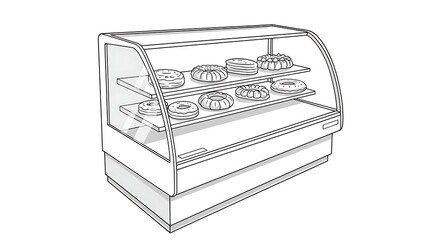 Dessert Display Case with Donut and Cake