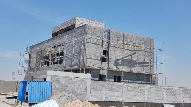 Under Construction House Or Villa's,villa's With Concreate Block Or Bricks.
Exterior View Of 02 Story Under Construction House With Modern Design.
In Complete Villa's, Home Or House full Structure