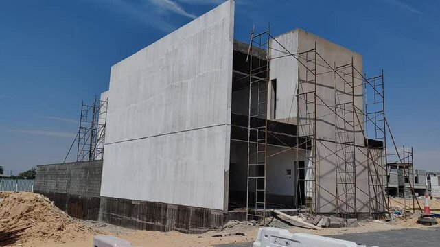 Under Construction House Or Villa's,villa's With Concreate Block Or Bricks.
Exterior View Of 02 Story Under Construction House With Modern Design.
In Complete Villa's, Home Or House full Structure