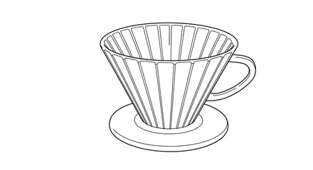 Coffee Dripper with Handle Line Drawing
