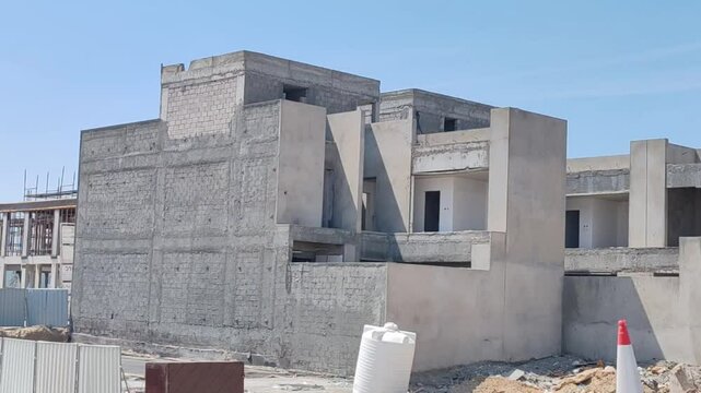 Under Construction House Or Villa's,villa's With Concreate Block Or Bricks.
Exterior View Of 02 Story Under Construction House With Modern Design.
In Complete Villa's, Home Or House full Structure
