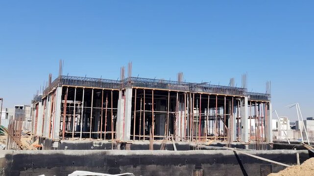 Under Construction House Or Villa's,villa's With Concreate Block Or Bricks.
Exterior View Of 02 Story Under Construction House With Modern Design.
In Complete Villa's, Home Or House full Structure