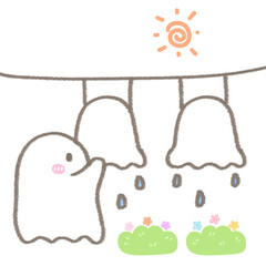 The Little Ghost Is Putting Clothes Out to Dry in the Sun