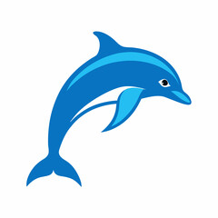 Obraz premium a blue dolphin silhouette on a white isolated background. Vector image.