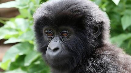 Fototapeta premium Captivating Portrait of a Young Gorilla with Expressive Eyes a Window to the Soul of the Jungle 89