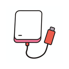 Obraz premium external hard drive with cable doodle style icon