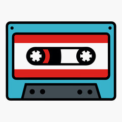 electric old audio cassette vector icon on white background