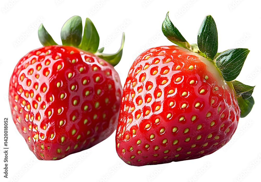 Poster strawberry isolated png. strawberry on transparent background. png format. two strawberries with no 