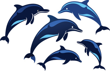 Naklejka premium dolphin silhouette set.