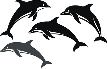 dolphin silhouette set.