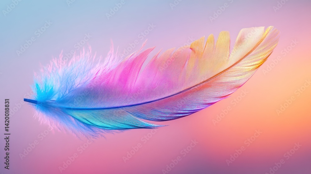 Aufkleber a vibrant feather displaying a multitude of colorful gradients vividly