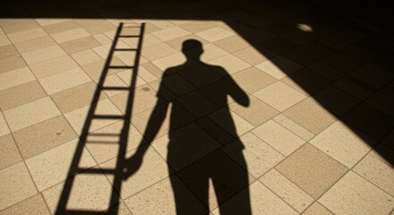 Silhouette of Person & Ladder Photo