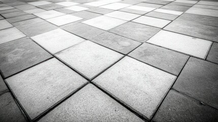 A tiled concrete floor with light and dark grey squares