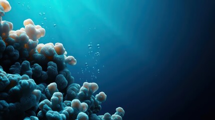 Underwaterinspired cellular environment where ribosomes float like deepsea creatures synthesizing proteins