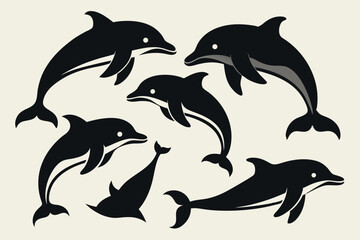 Obraz premium dolphin silhouette set.