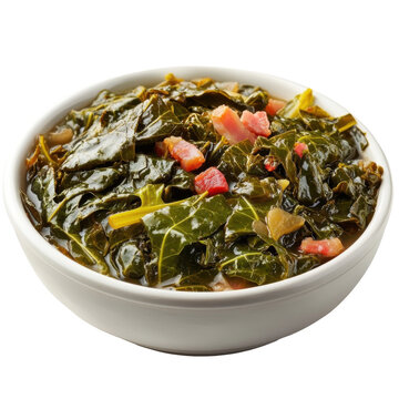 Collard GreensSouthern Collard Greens with Bacon in Rustic Bowl