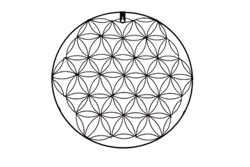 Black structure on white background with flower of life symbol, sacred geometry or Zen symbol