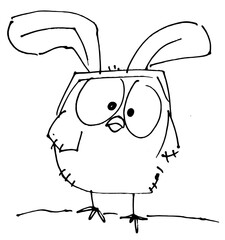 Chick dressed up like a easter bunny