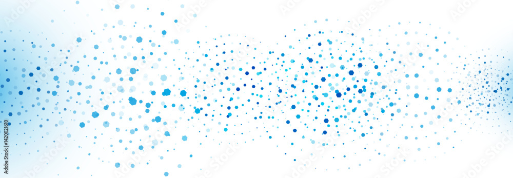 Poster Blue Gradient Hexagonal Dots Pattern on White Abstract Background