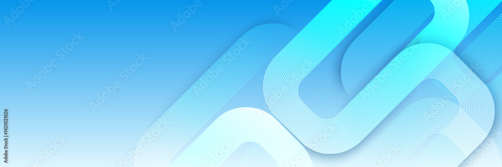 Poster Abstract Blue Technology Curve Lines on Gradient Background