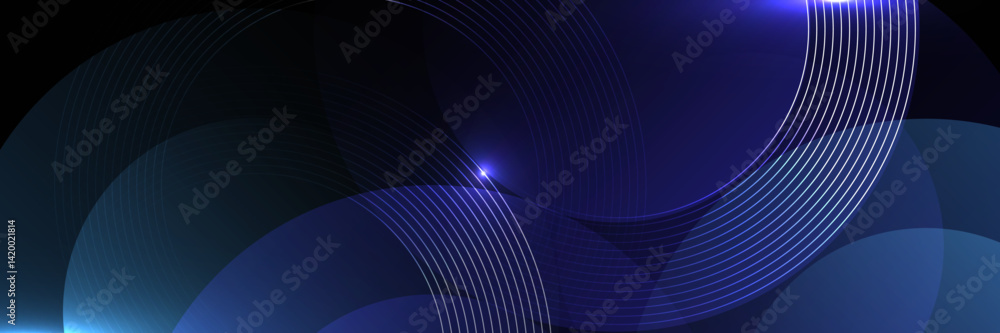 Aufkleber dark abstract background with blue light waves and curves