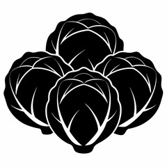 Brussels Sprouts silhouette vector black on white background