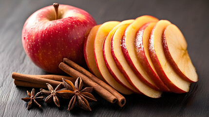 Baked apple with cinnamon and red apple still life