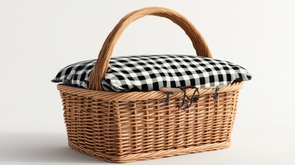Obraz premium Wicker picnic basket with fabric lining.