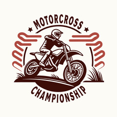 Dynamic Motocross Championship Logo Featuring Racer and Motocross Bike Design
