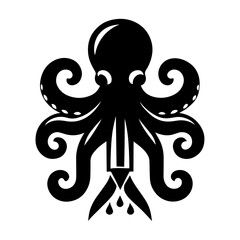 Black Octopus logo Silhouette Illustration