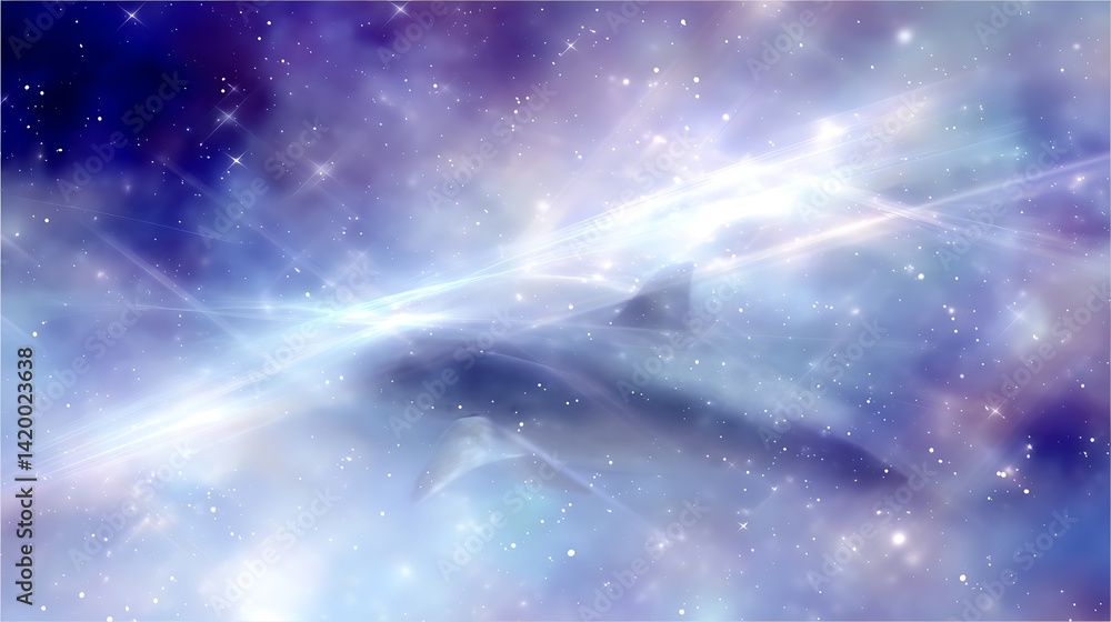 Poster celestial whale in cosmic dreamscape unveiling the wonders of outer space exploration and imaginatio