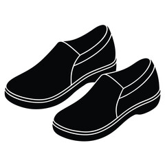 Isolated Black Vector non slip shoes WIith White Background