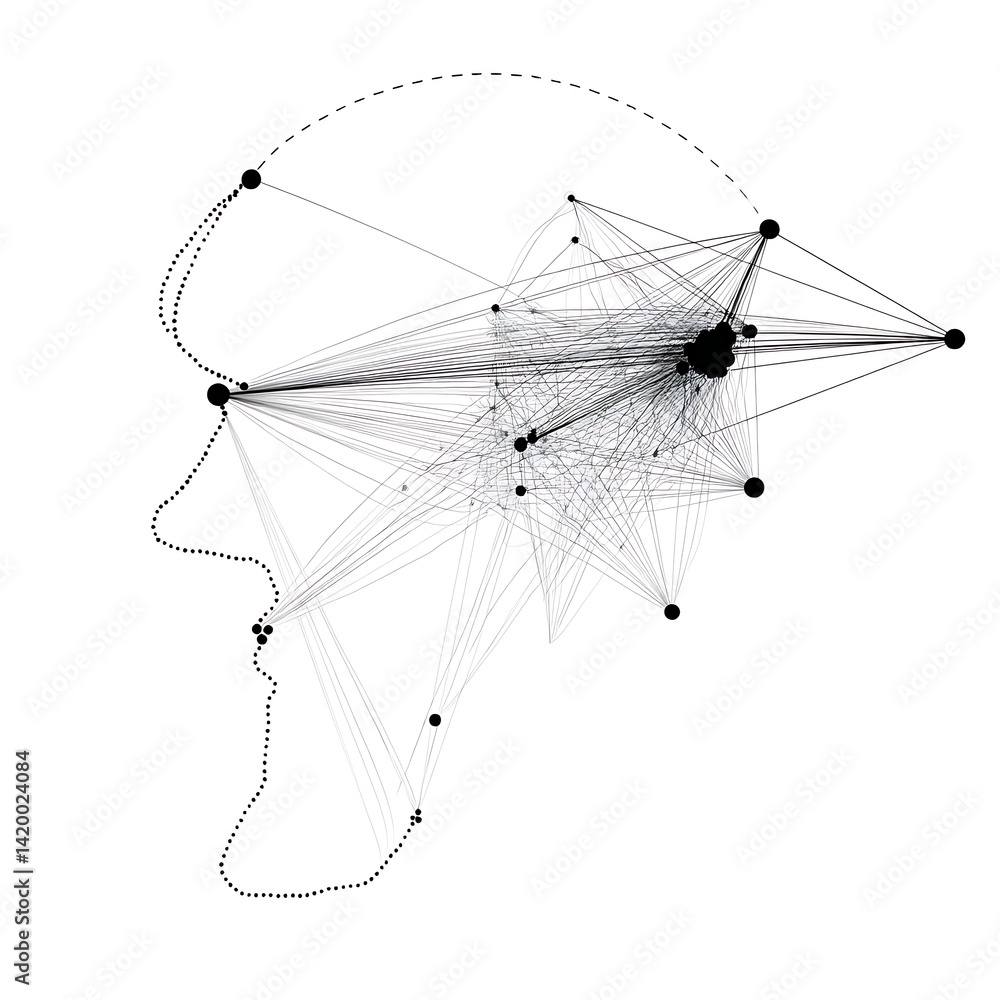 Poster cerebral connectivity mapping abstract depiction of human brain network with data visualization line
