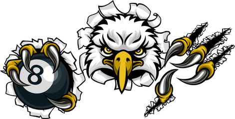 Eagle Pool 8 Ball Billiards Mascot Cartoon
