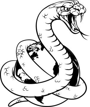 Snake World Earth Globe Concept