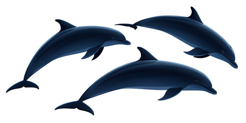 Obraz premium Set of dolphin silhouette dolphin vector icon on white background.