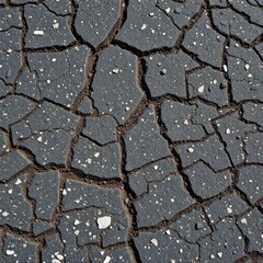 Obraz premium Close-up of asphalt road texture, showing cracks, aggregate, and tire marks, sun, city, transportation