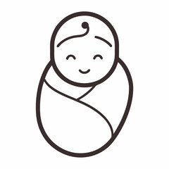 new born baby sleep line art vector icon with white background