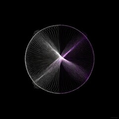 Circular Abstract Design with Intersecting Lines on Black Backdrop Optical Art and Geometric Shape.