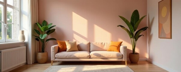 Chic live fashion shoot in a minimalist home studio , room, aesthetic, set