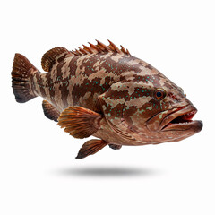 Naklejka premium 3D digital render of a grouper fish isolated on white background
