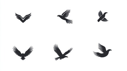 Fototapeta premium Bird silhouettes in flight, graphic design